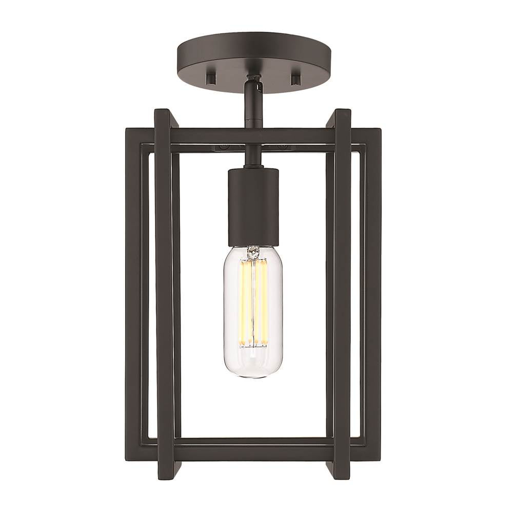 Golden Lighting 6070-1SF BLK-BLK Matte Black Golden Lighting Tribeca 1-light Semi-flush Mount In Matte Black Image 1