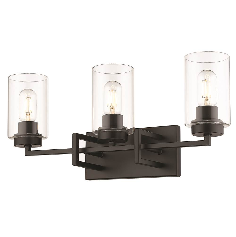 Golden Lighting 6070-BA3 BLK-BLK Matte Black Golden Lighting Tribeca 3-light Vanity In Matte Black Image 1