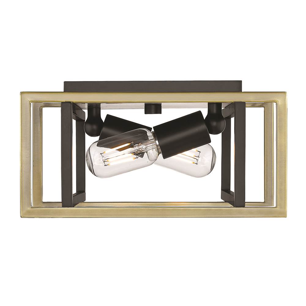 Golden Lighting Tribeca Golden Lighting Tribeca 2-light Flush Mount In Matte Black And Aged Brass Accents