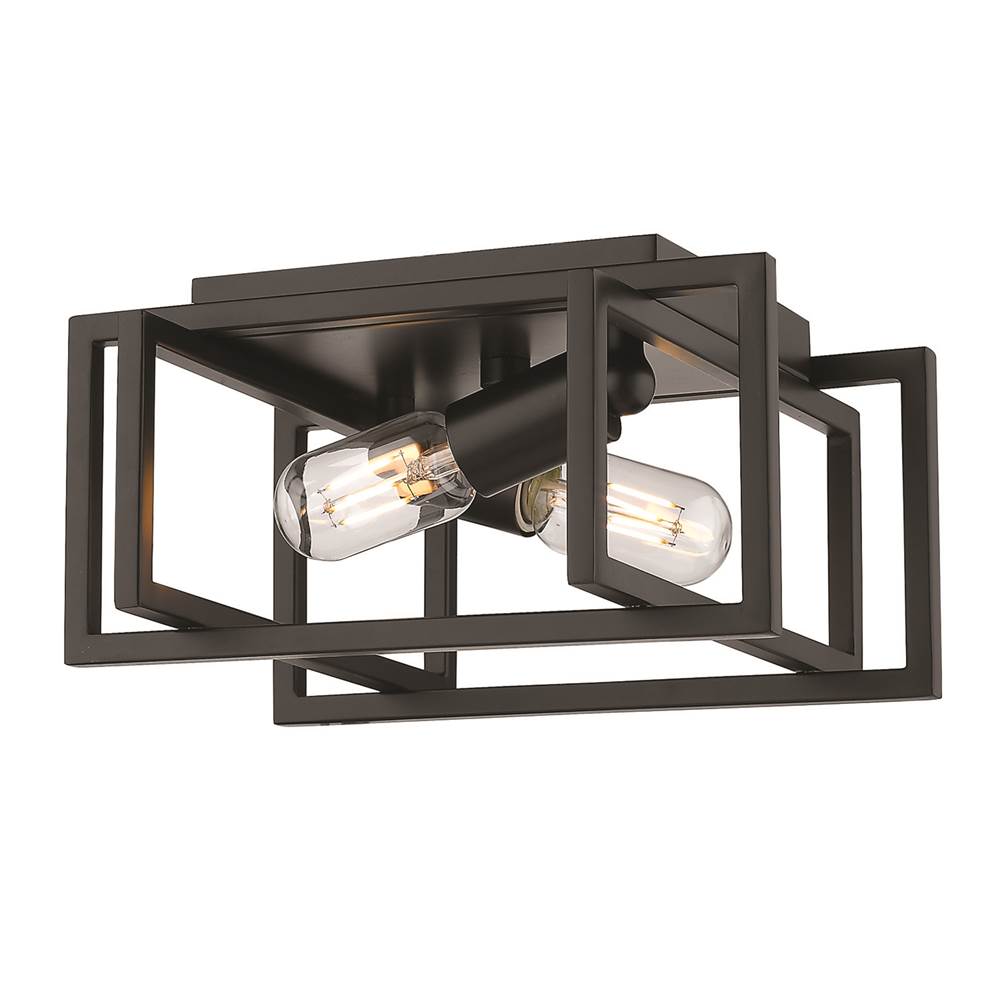 Golden Lighting 6070-FM BLK-BLK Matte Black Golden Lighting Tribeca 2-light Flush Mount In Matte Black Image 1