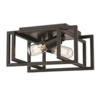Golden Lighting 6070-FM BLK-BLK Matte Black Golden Lighting Tribeca 2-light Flush Mount In Matte Black Image 1