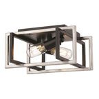 Golden Lighting 6070-FM BLK-PW Matte Black Golden Lighting Tribeca 2-light Flush Mount In Matte Black And Pewter Accents Image 1