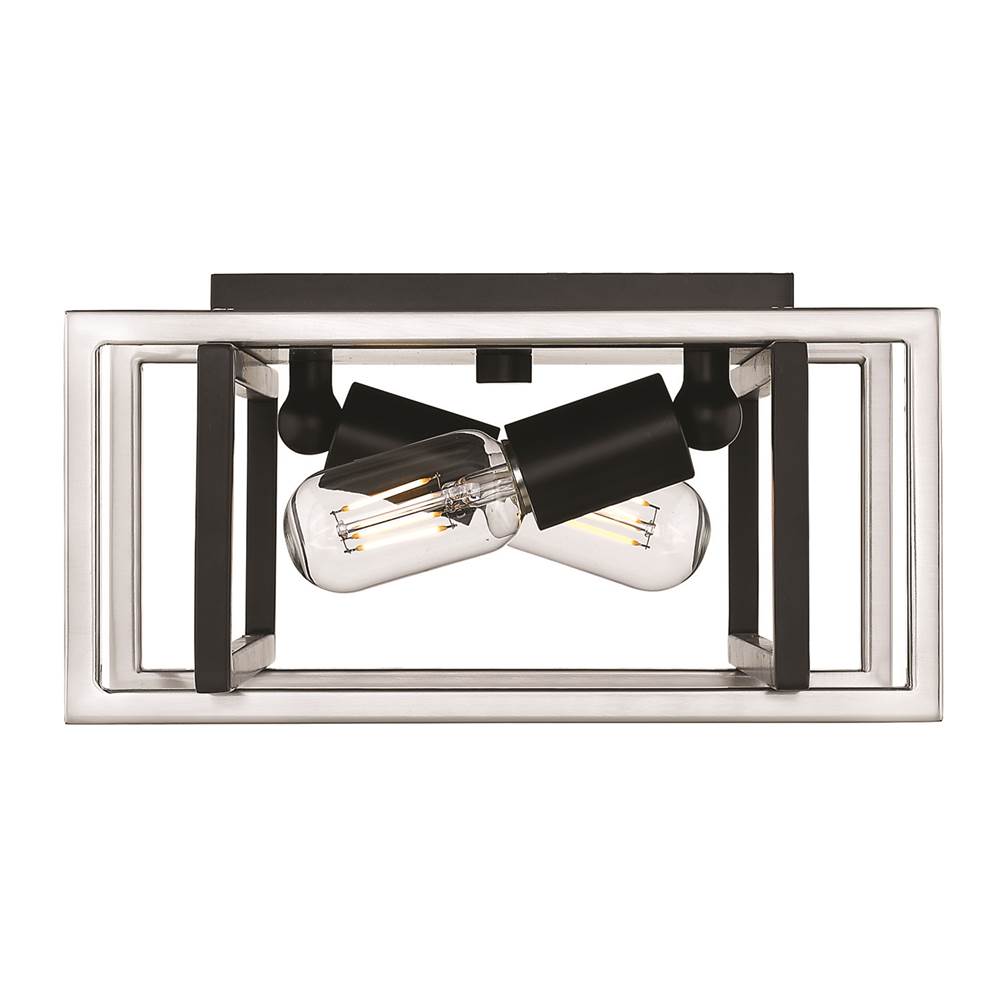 Golden Lighting Tribeca Golden Lighting Tribeca 2-light Flush Mount In Matte Black And Pewter Accents