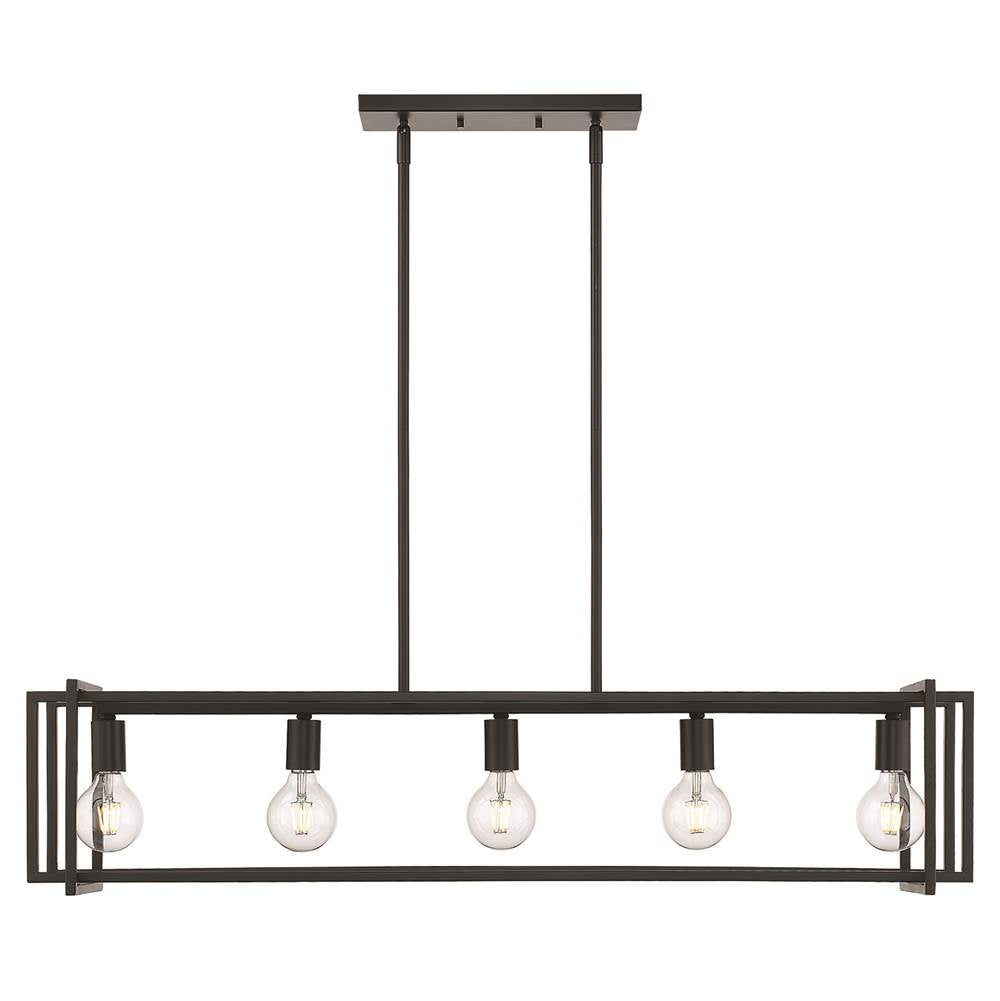 Golden Lighting 6070-LP BLK-BLK Matte Black Golden Lighting Tribeca 5-light Island Light In Matte Black Image 1