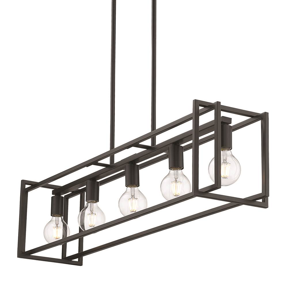Golden Lighting 6070-LP BLK-BLK Matte Black Golden Lighting Tribeca 5-light Island Light In Matte Black Image 3