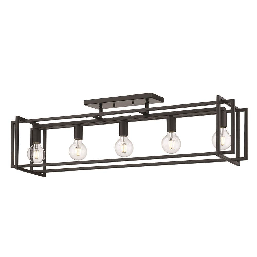 Golden Lighting 6070-LP BLK-BLK Matte Black Golden Lighting Tribeca 5-light Island Light In Matte Black Image 2
