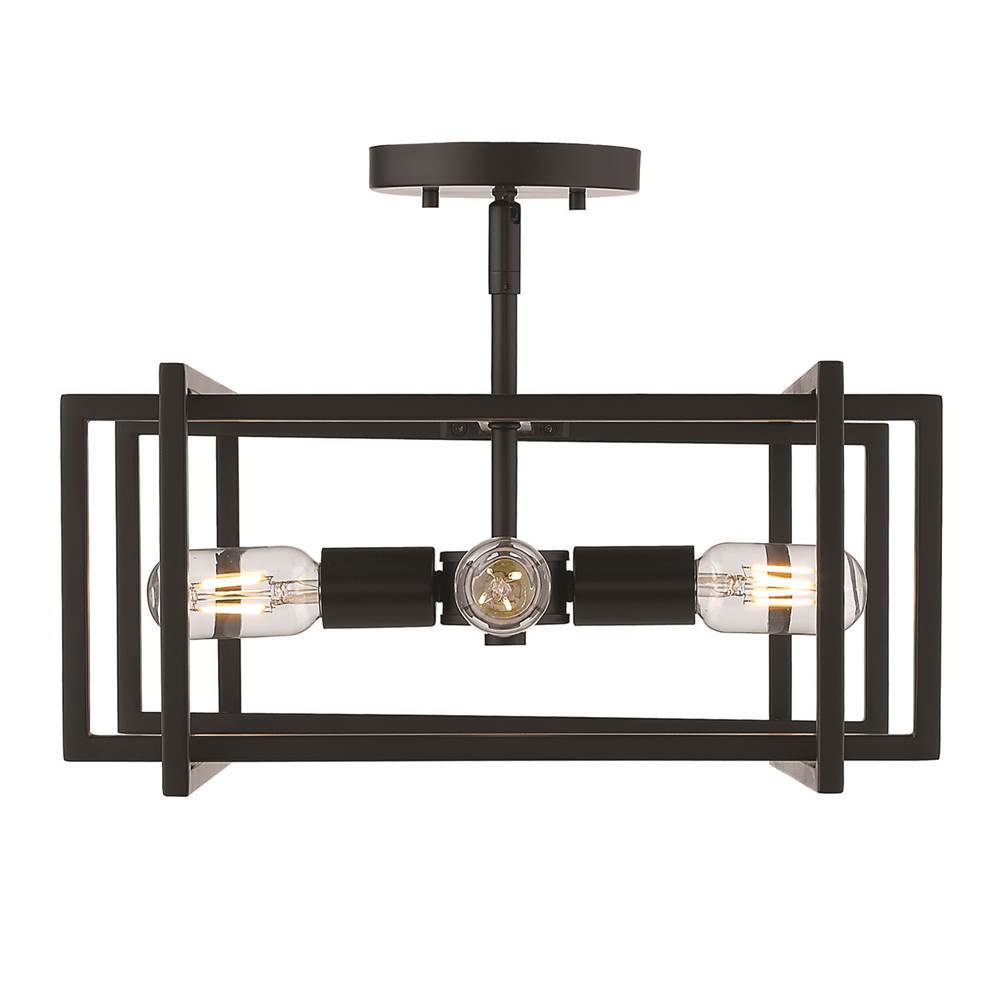 Golden Lighting 6070-SF BLK-BLK Matte Black Golden Lighting Tribeca 4-light Semi-flush Mount In Matte Black Image 1