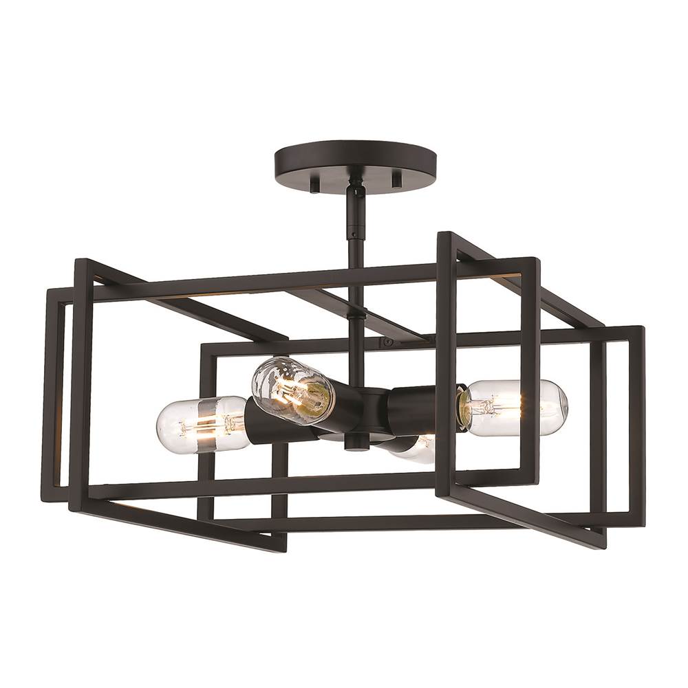 Golden Lighting Tribeca Golden Lighting Tribeca 4-light Semi-flush Mount In Matte Black