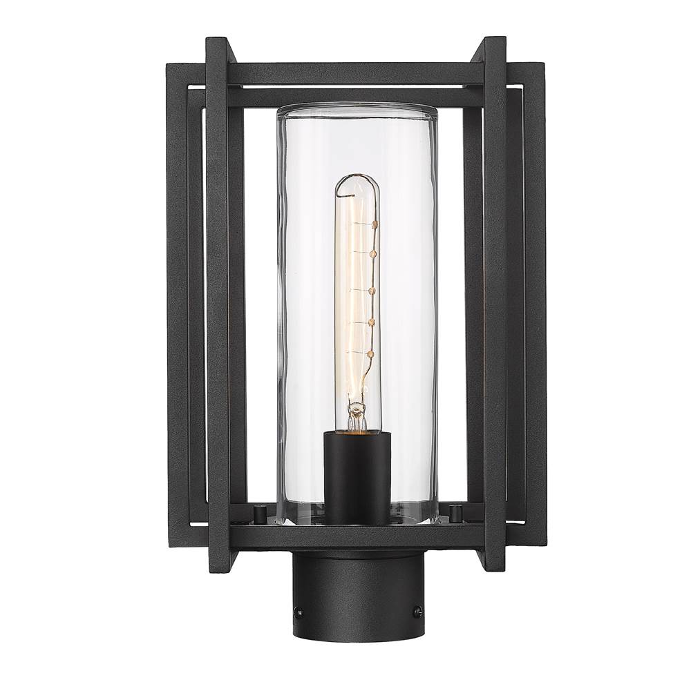 Golden Lighting Tribeca Golden Lighting Tribeca 1-light Outdoor Post In Natural Black And Clear Glass