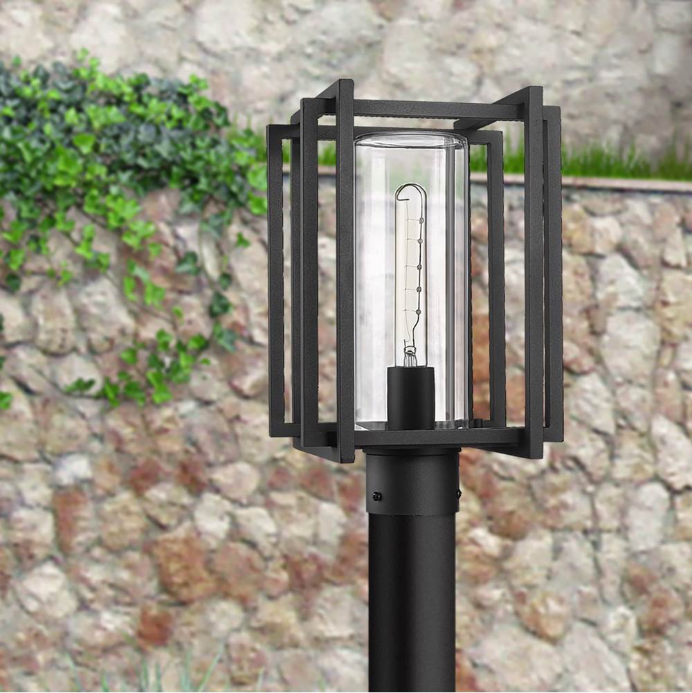 Golden Lighting 6071-OPST NB-CLR Natural Black Golden Lighting Tribeca 1-light Outdoor Post In Natural Black And Clear Glass Image 3