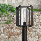 Golden Lighting 6071-OPST NB-CLR Natural Black Golden Lighting Tribeca 1-light Outdoor Post In Natural Black And Clear Glass Image 3
