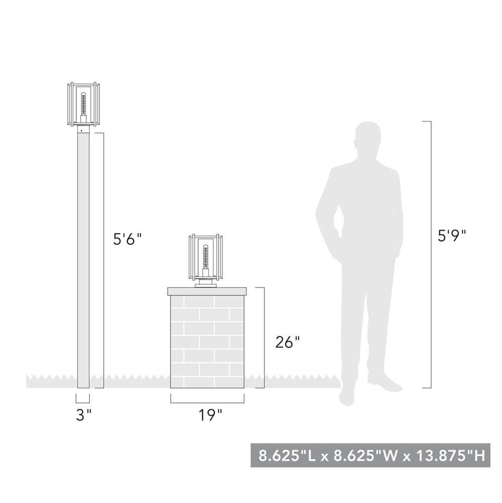Golden Lighting 6071-OPST NB-CLR Natural Black Golden Lighting Tribeca 1-light Outdoor Post In Natural Black And Clear Glass Image 2
