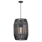Golden Lighting Seabrooke Golden Lighting Seabrooke 1-light Outdoor Pendant In Natural Black And Black Composite Wicker