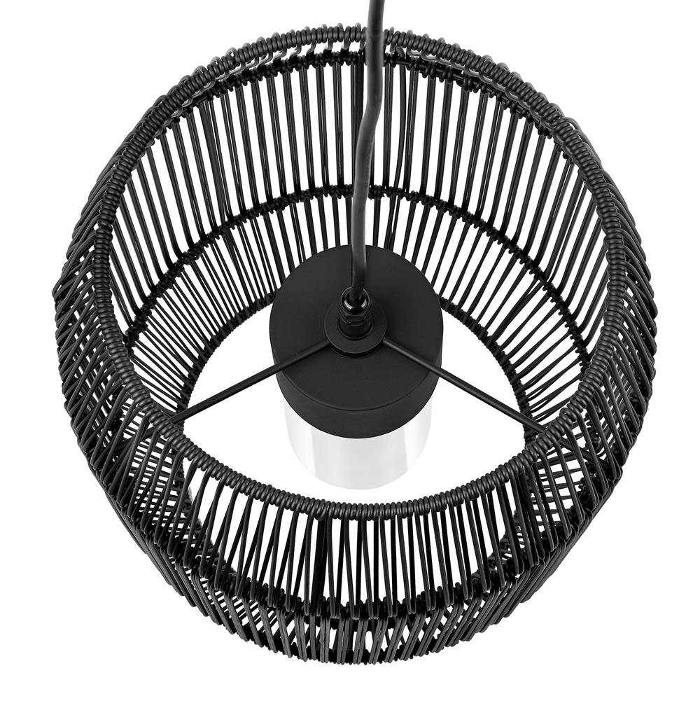 Golden Lighting 6073-O1P NB-BCW Natural Black Golden Lighting Seabrooke 1-light Outdoor Pendant In Natural Black And Black Composite Wicker Image 6