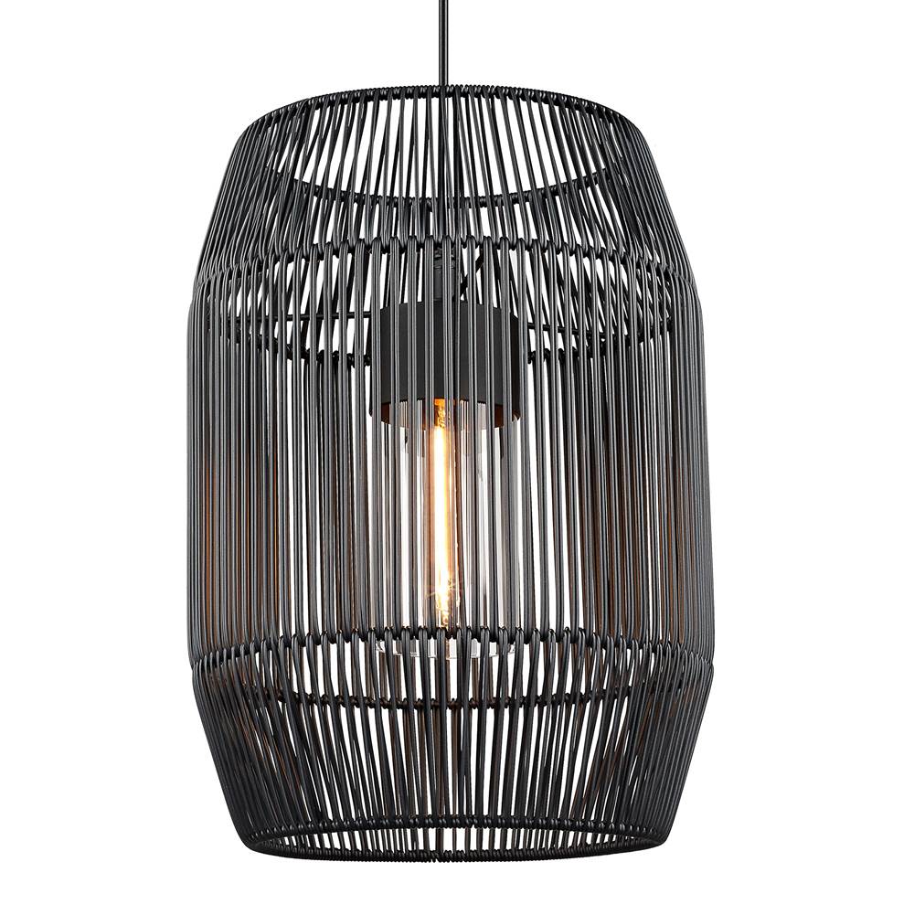 Golden Lighting 6073-O1P NB-BCW Natural Black Golden Lighting Seabrooke 1-light Outdoor Pendant In Natural Black And Black Composite Wicker Image 1