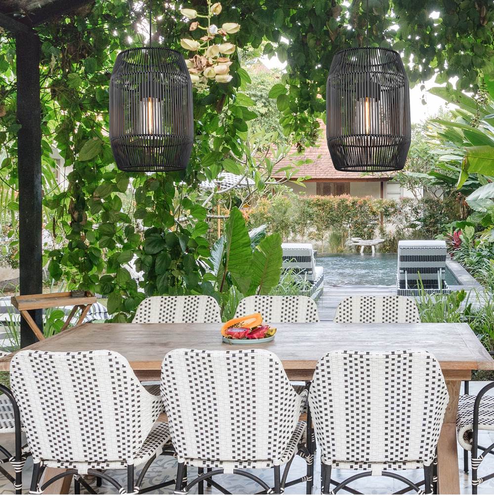 Golden Lighting 6073-O1P NB-BCW Natural Black Golden Lighting Seabrooke 1-light Outdoor Pendant In Natural Black And Black Composite Wicker Image 4