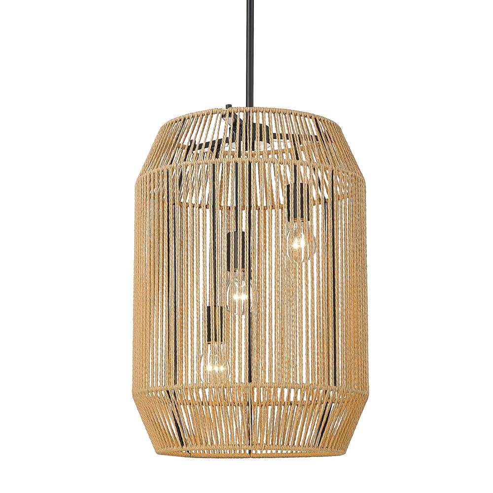 Golden Lighting 6076-3P BLK-NR Matte Black Golden Lighting Marlee 3-light Pendant In Matte Black Image 1