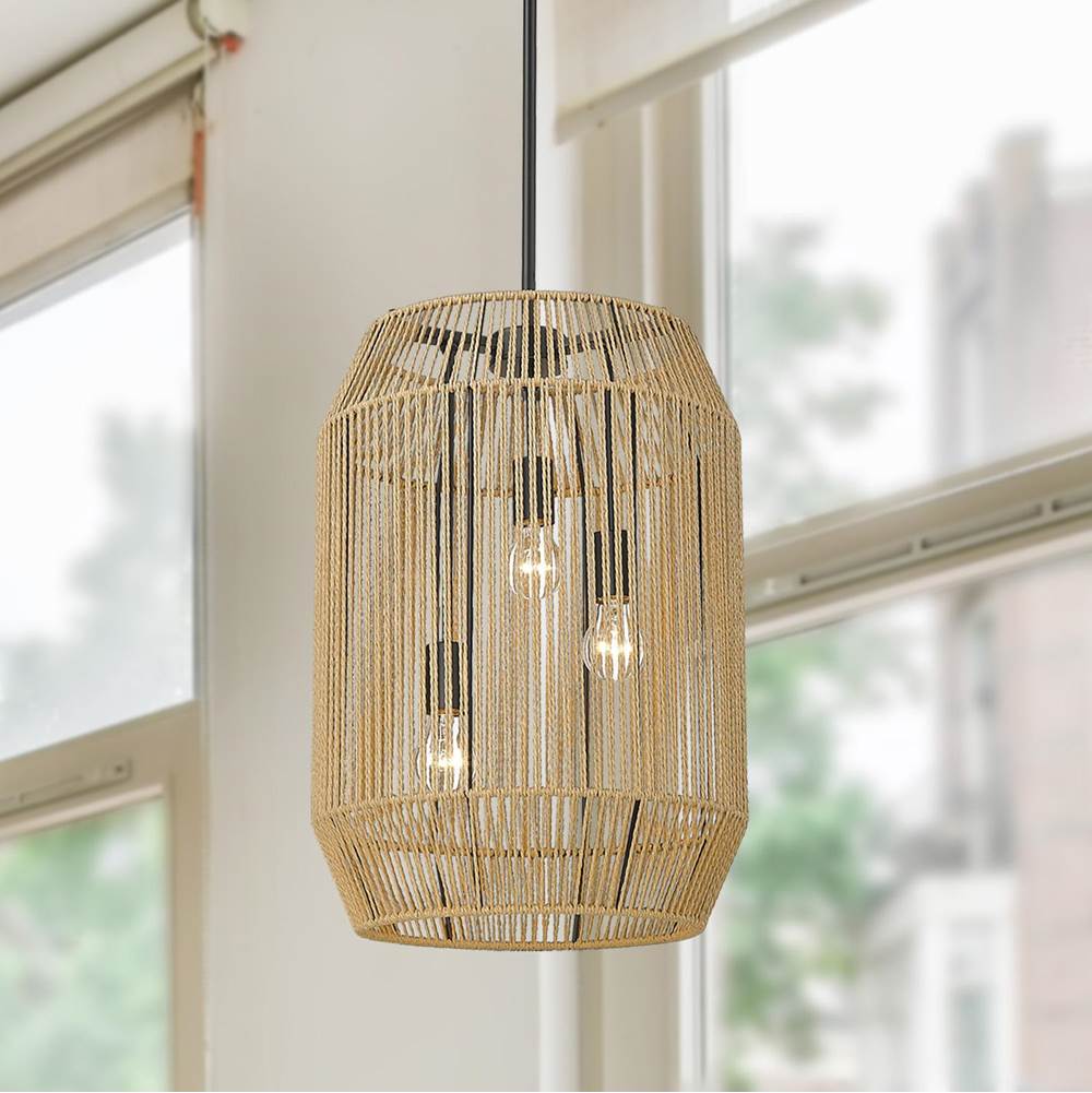 Golden Lighting 6076-3P BLK-NR Matte Black Golden Lighting Marlee 3-light Pendant In Matte Black Image 2