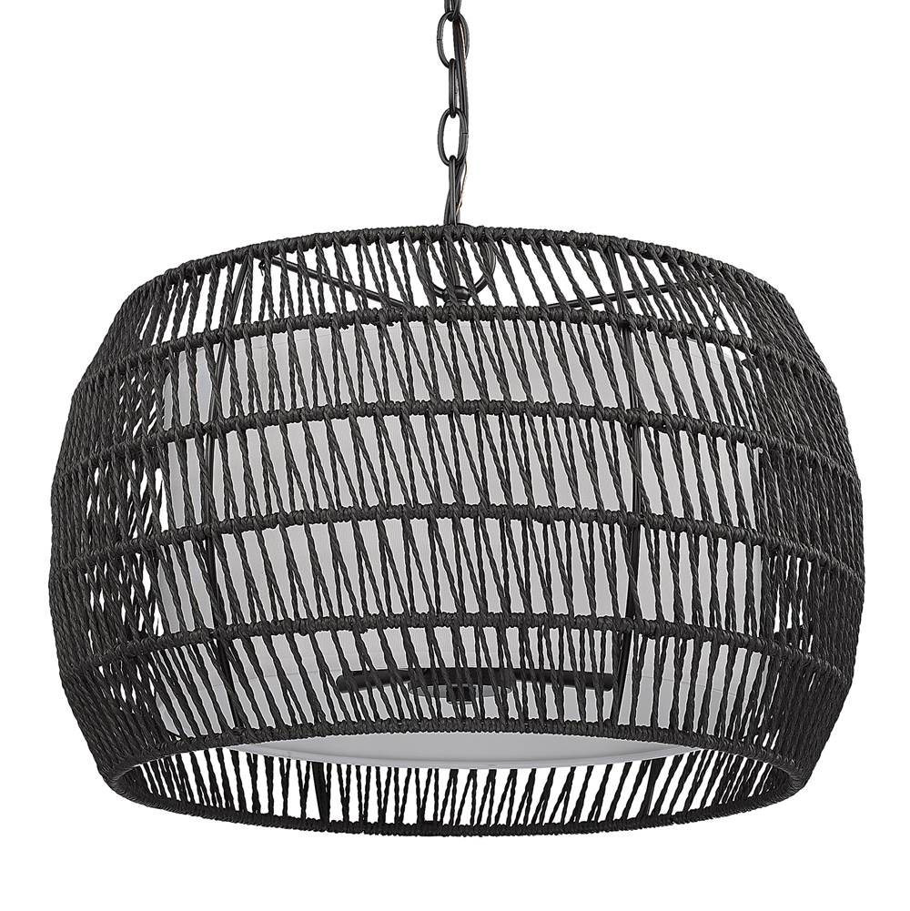 Golden Lighting 6805-4 BLK-MBR Matte Black Golden Lighting Everly 4-light Pendant In Matte Black And Modern Black Rattan Shade Image 7