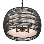 Golden Lighting 6805-4 BLK-MBR Matte Black Golden Lighting Everly 4-light Pendant In Matte Black And Modern Black Rattan Shade Image 6