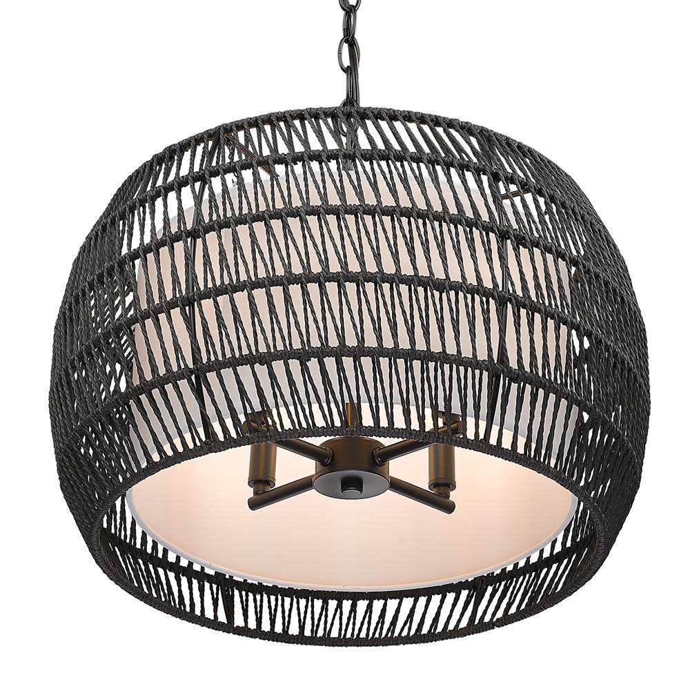 Golden Lighting 6805-4 BLK-MBR Matte Black Golden Lighting Everly 4-light Pendant In Matte Black And Modern Black Rattan Shade Image 6