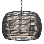 Golden Lighting 6805-4 BLK-MBR Matte Black Golden Lighting Everly 4-light Pendant In Matte Black And Modern Black Rattan Shade Image 1