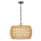 Golden Lighting Everly Golden Lighting Everly 4-light Pendant In Matte Black And Natural Rattan Shade