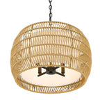 Golden Lighting 6805-4 BLK-NR Matte Black Golden Lighting Everly 4-light Pendant In Matte Black And Natural Rattan Shade Image 7