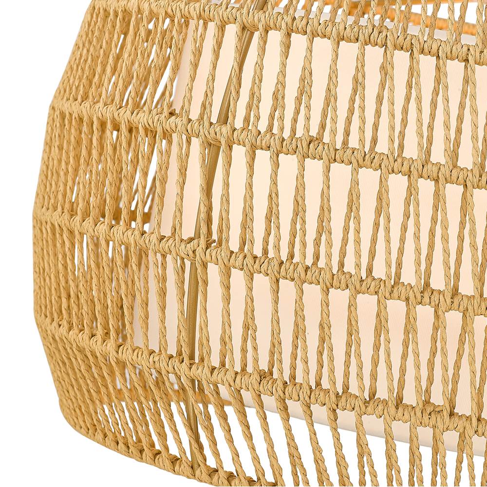 Golden Lighting 6805-4 BLK-NR Matte Black Golden Lighting Everly 4-light Pendant In Matte Black And Natural Rattan Shade Image 4