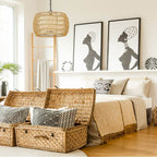 Golden Lighting 6805-4 BLK-NR Matte Black Golden Lighting Everly 4-light Pendant In Matte Black And Natural Rattan Shade Image 3