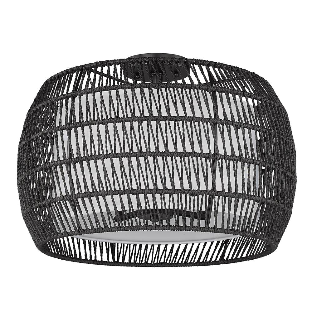 Golden Lighting 6805-4SF BLK-MBR Matte Black Golden Lighting Everly 4-light Semi-flush Mount In Matte Black And Modern Black Rattan Shade Image 5