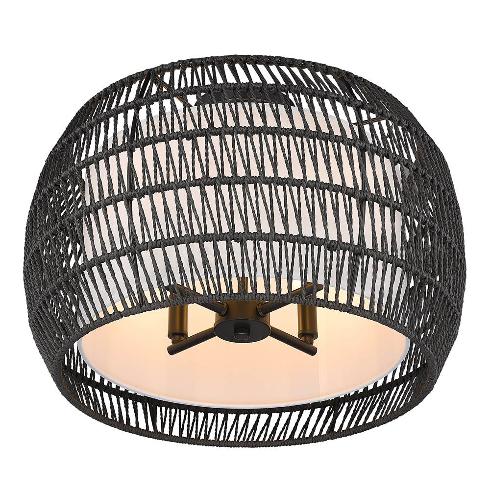 Golden Lighting 6805-4SF BLK-MBR Matte Black Golden Lighting Everly 4-light Semi-flush Mount In Matte Black And Modern Black Rattan Shade Image 4