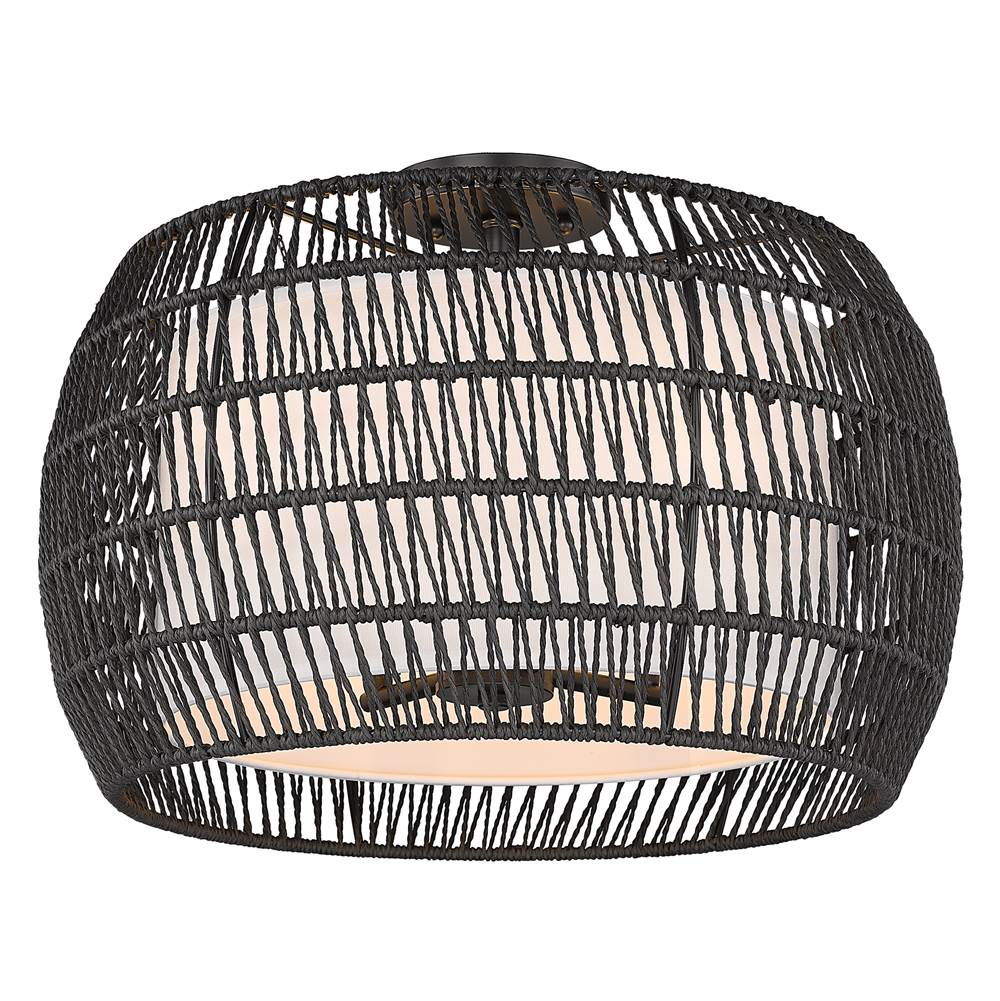 Golden Lighting 6805-4SF BLK-MBR Matte Black Golden Lighting Everly 4-light Semi-flush Mount In Matte Black And Modern Black Rattan Shade Image 1