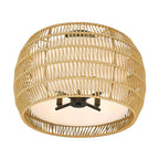 Golden Lighting 6805-4SF BLK-NR Matte Black Golden Lighting Everly 4-light Semi-flush Mount In Matte Black And Natural Rattan Shade Image 4