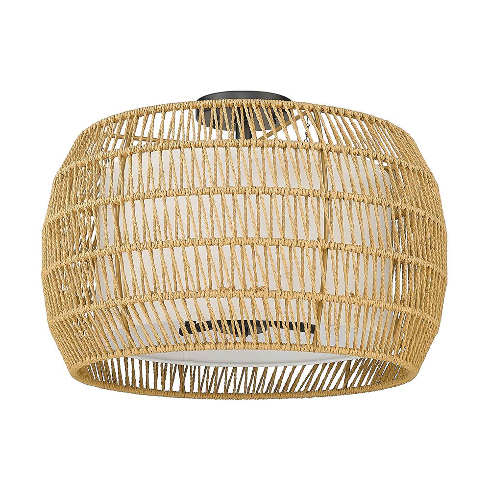 Golden Lighting 6805-4SF BLK-NR Matte Black Golden Lighting Everly 4-light Semi-flush Mount In Matte Black And Natural Rattan Shade Image 3