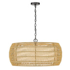 Golden Lighting Everly Golden Lighting Everly 6-light Chandelier In Matte Black And Natural Rattan Shade