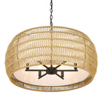 Golden Lighting 6805-6 BLK-NR Matte Black Golden Lighting Everly 6-light Chandelier In Matte Black And Natural Rattan Shade Image 6