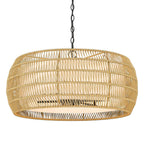 Golden Lighting 6805-6 BLK-NR Matte Black Golden Lighting Everly 6-light Chandelier In Matte Black And Natural Rattan Shade Image 1