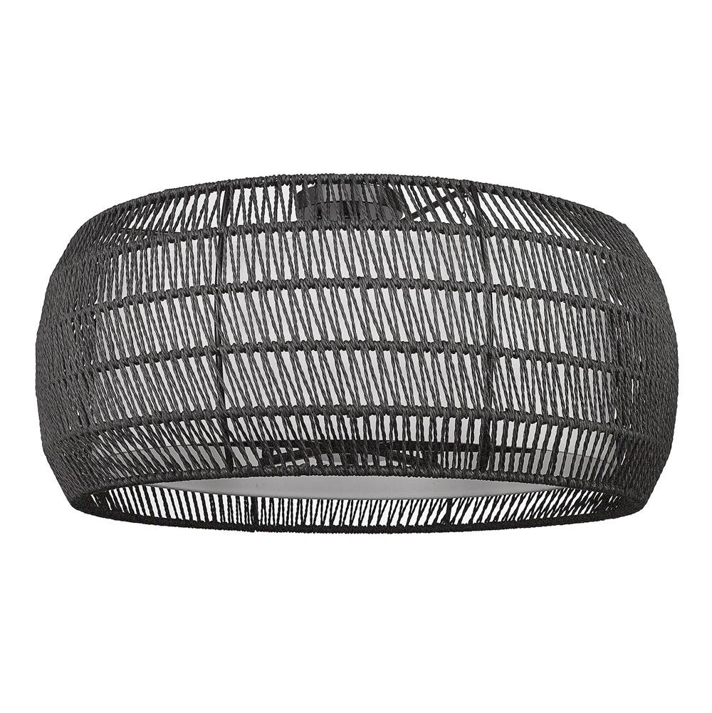 Golden Lighting 6805-6SF BLK-MBR Matte Black Golden Lighting Everly 6-light Semi-flush Mount In Matte Black And Modern Black Rattan Shade Image 1