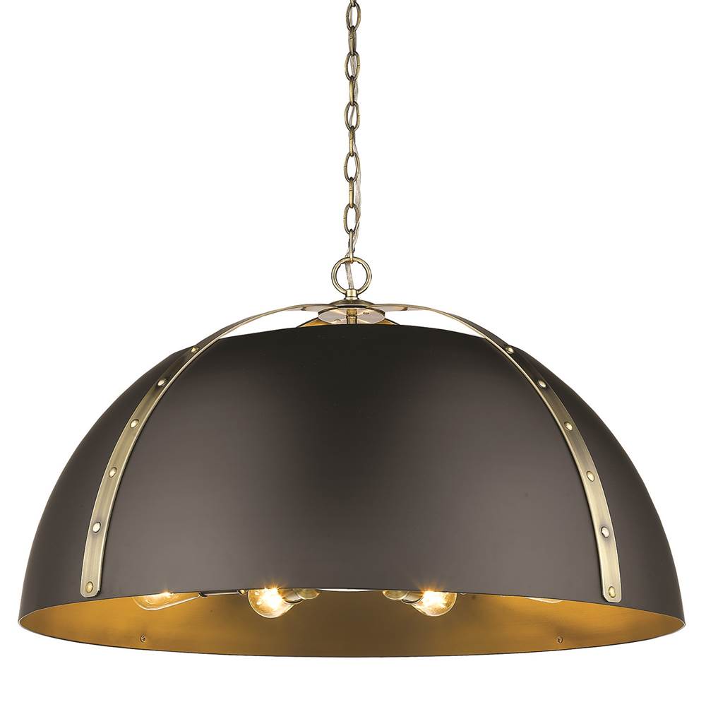 Golden Lighting 6928-8P AB-BLK Aged Brass Golden Lighting Aldrich 8-light Chandelier In Aged Brass Image 1