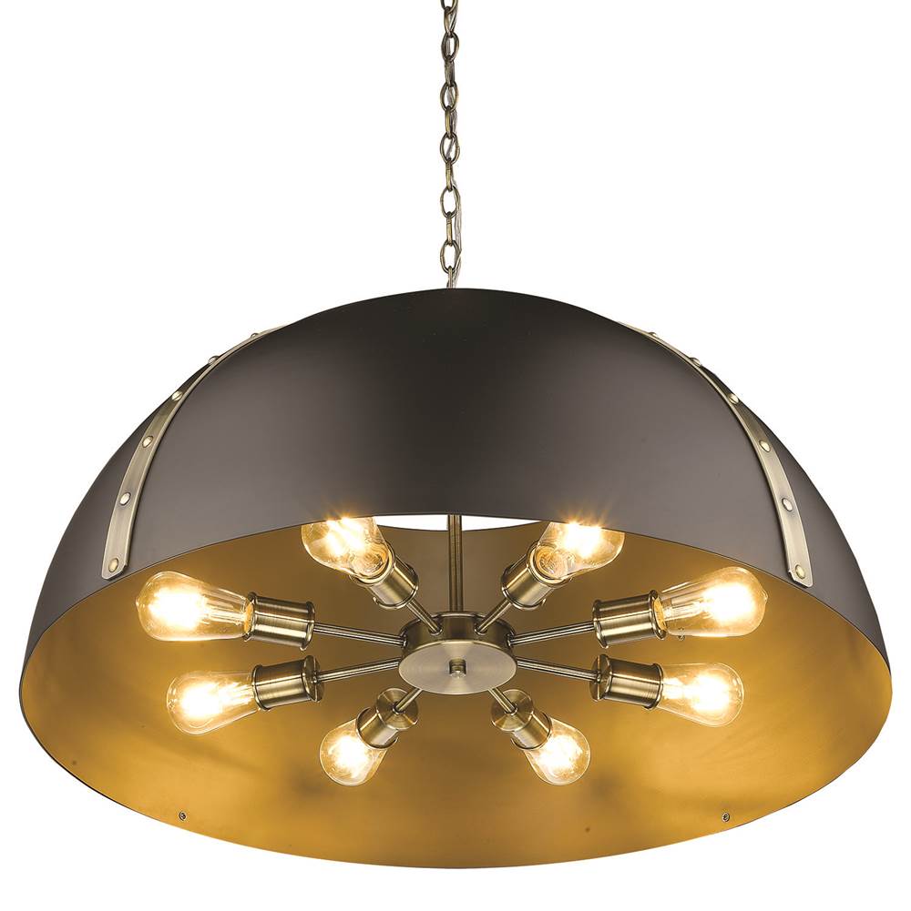 Golden Lighting 6928-8P AB-BLK Aged Brass Golden Lighting Aldrich 8-light Chandelier In Aged Brass Image 2