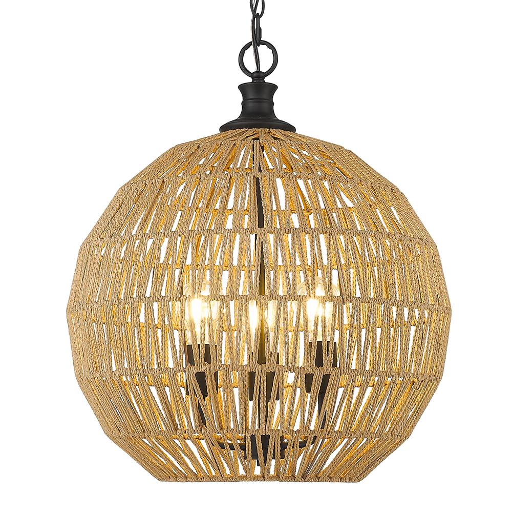 Golden Lighting 6933-3P BLK-NR Matte Black Golden Lighting Florence 3-light Pendant In Matte Black Image 3