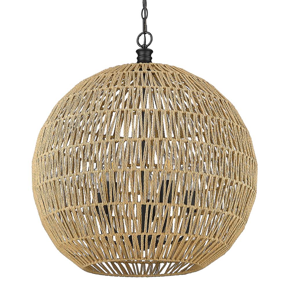 Golden Lighting 6933-5P BLK-NR Matte Black Golden Lighting Florence 5-light Pendant In Matte Black Image 6