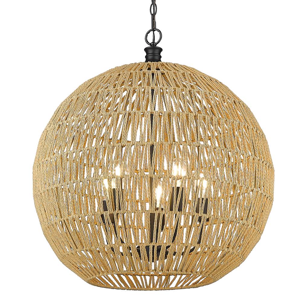 Golden Lighting 6933-5P BLK-NR Matte Black Golden Lighting Florence 5-light Pendant In Matte Black Image 1