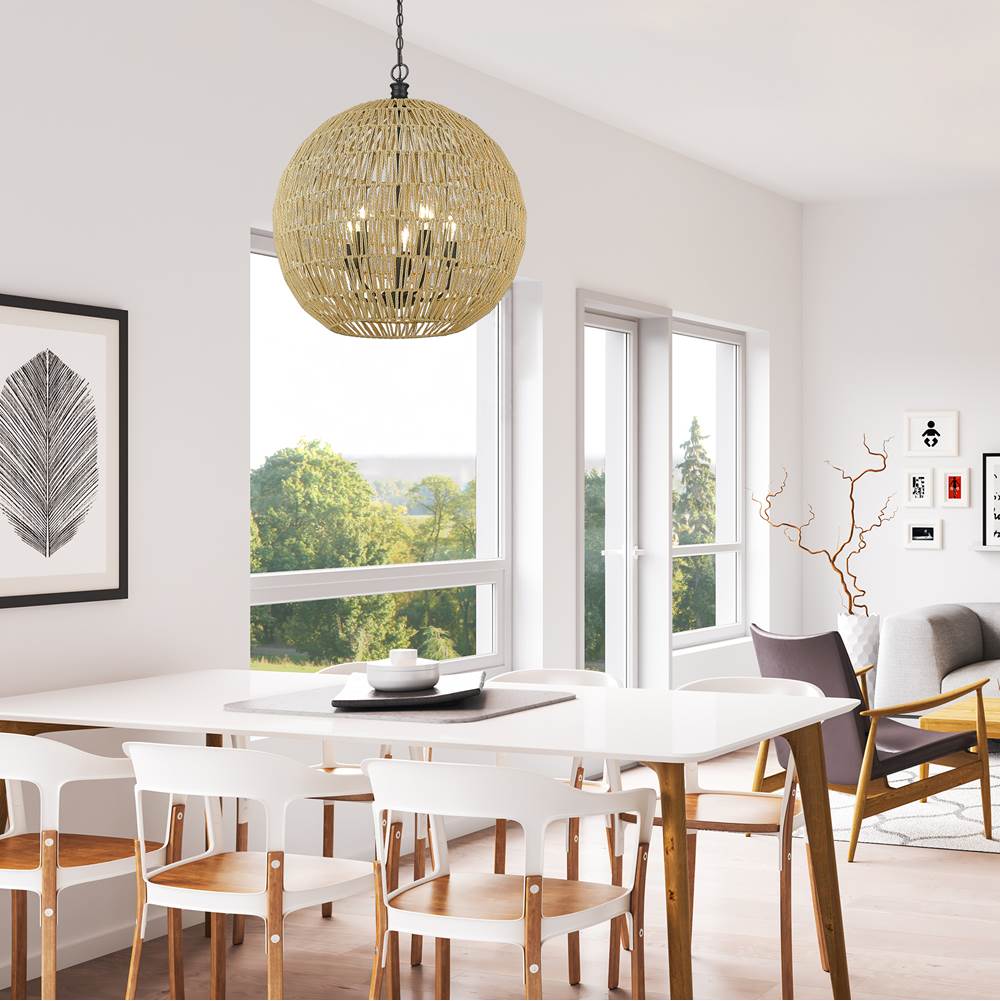 Golden Lighting 6933-5P BLK-NR Matte Black Golden Lighting Florence 5-light Pendant In Matte Black Image 4
