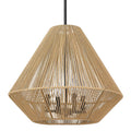 Golden Lighting 6937-4P BLK-NR Matte Black Golden Lighting Valentina 4-light Pendant In Matte Black And Natural Raphia Rope Shade Image 1