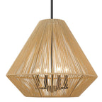 Golden Lighting 6937-4P BLK-NR Matte Black Golden Lighting Valentina 4-light Pendant In Matte Black And Natural Raphia Rope Shade Image 3