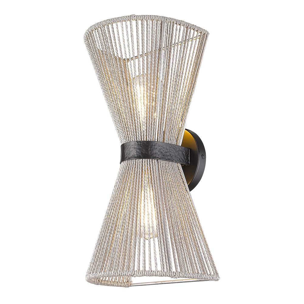 Golden Lighting 6938-2W BLK-BR Matte Black Golden Lighting Avon 2-light Wall Sconce In Matte Black Image 1