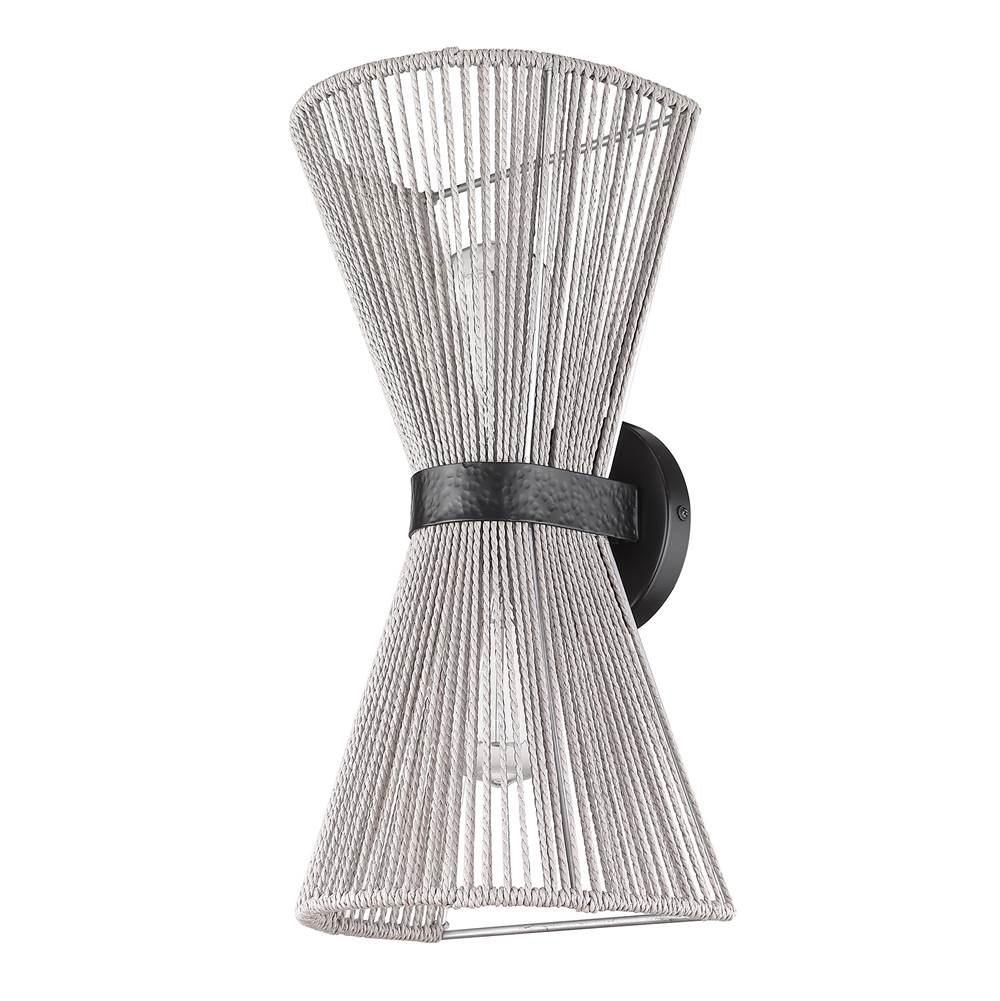 Golden Lighting 6938-2W BLK-BR Matte Black Golden Lighting Avon 2-light Wall Sconce In Matte Black Image 4