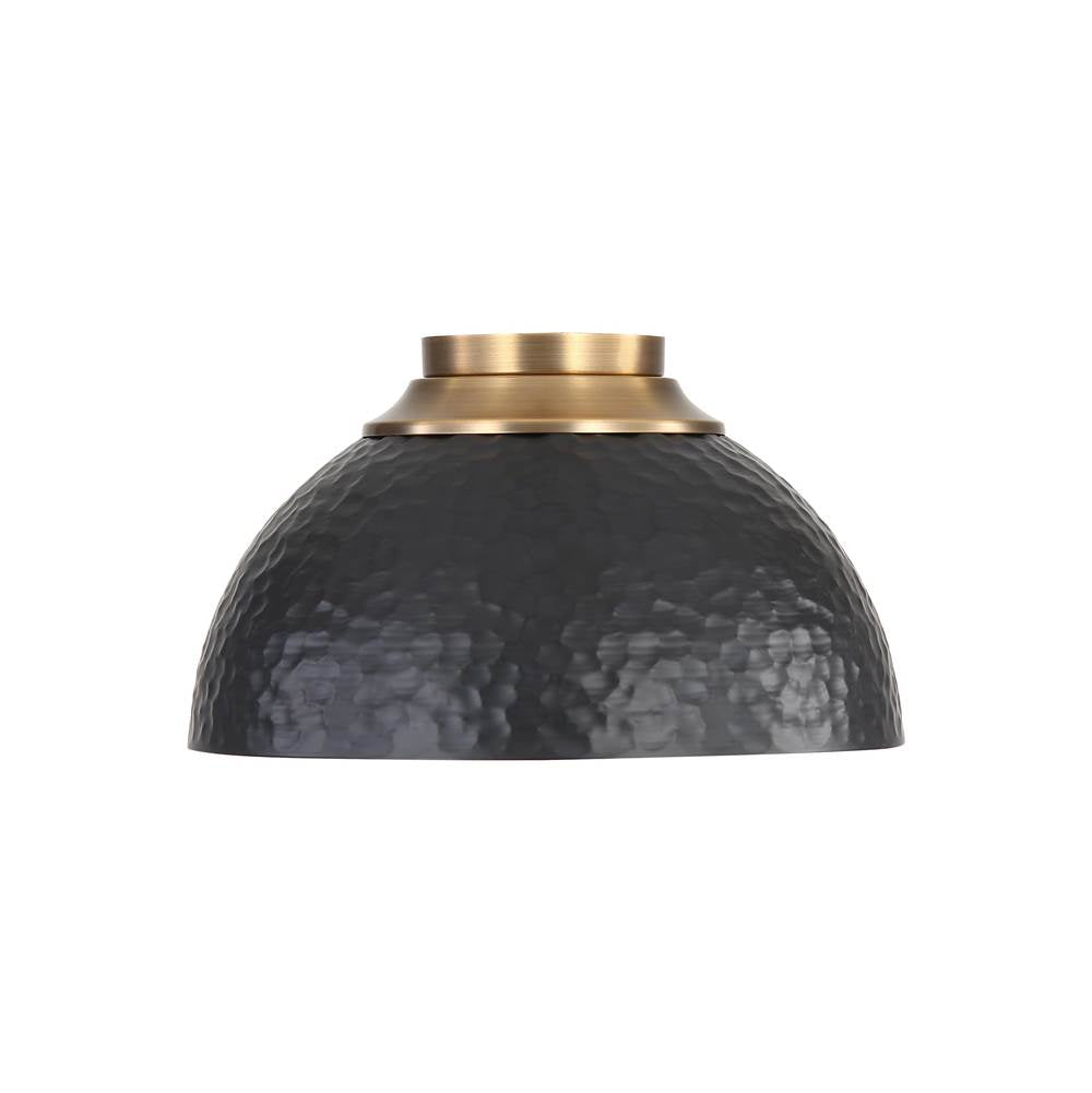 Golden Lighting 6950-FM MBS-BLK Modern Brass Golden Lighting Shepard 3-light Flush Mount In Modern Brass And Matte Black Shade Image 1